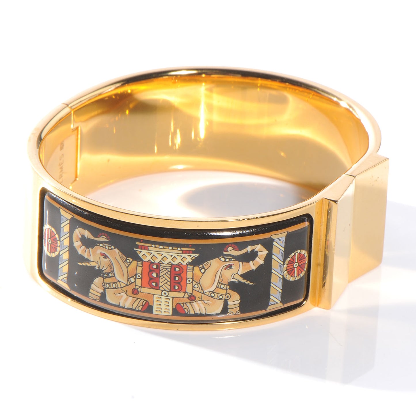 Enamel Printed Clic Clac Torana Elephants Wide Bracelet 65