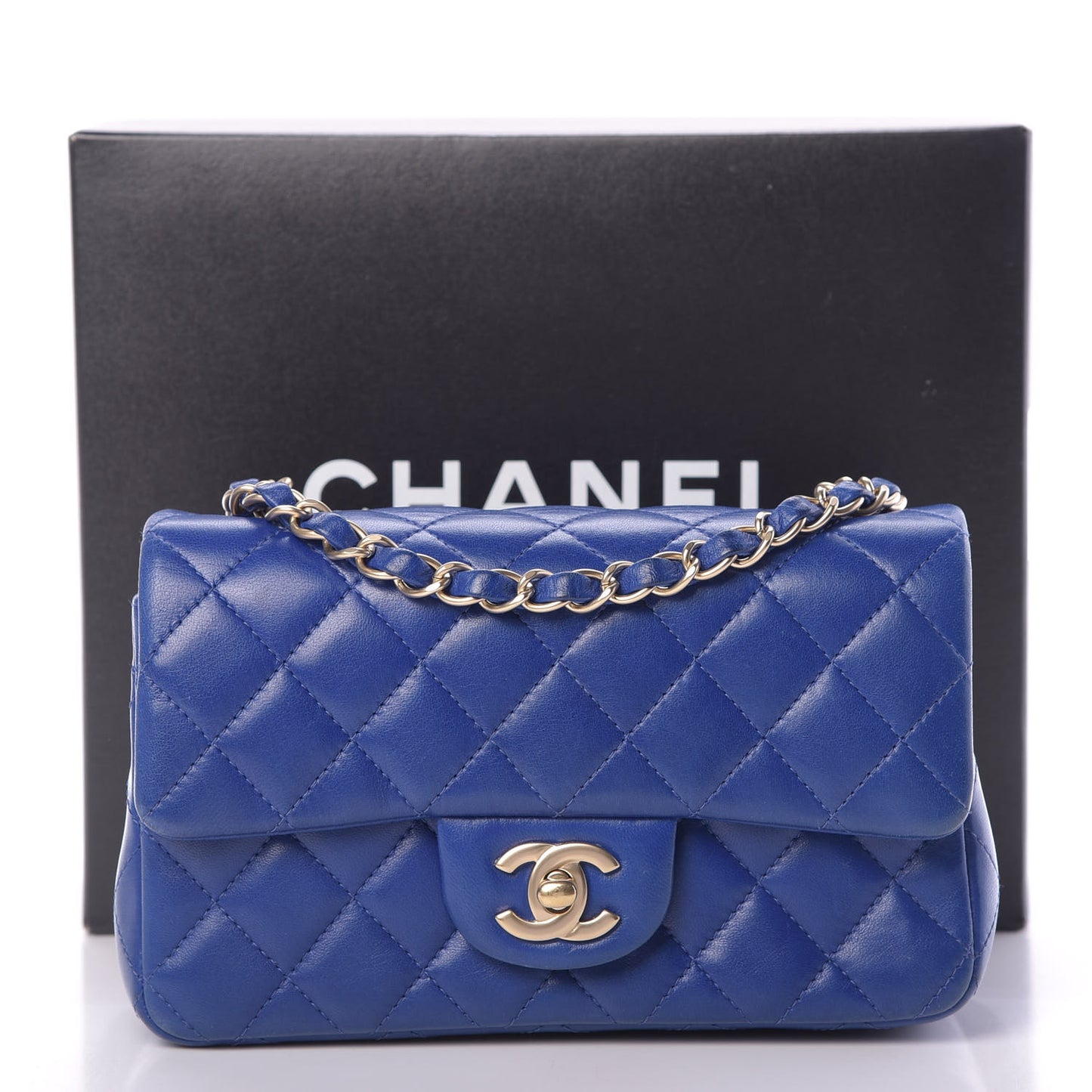 Lambskin Quilted Mini Rectangular Flap Royal Blue