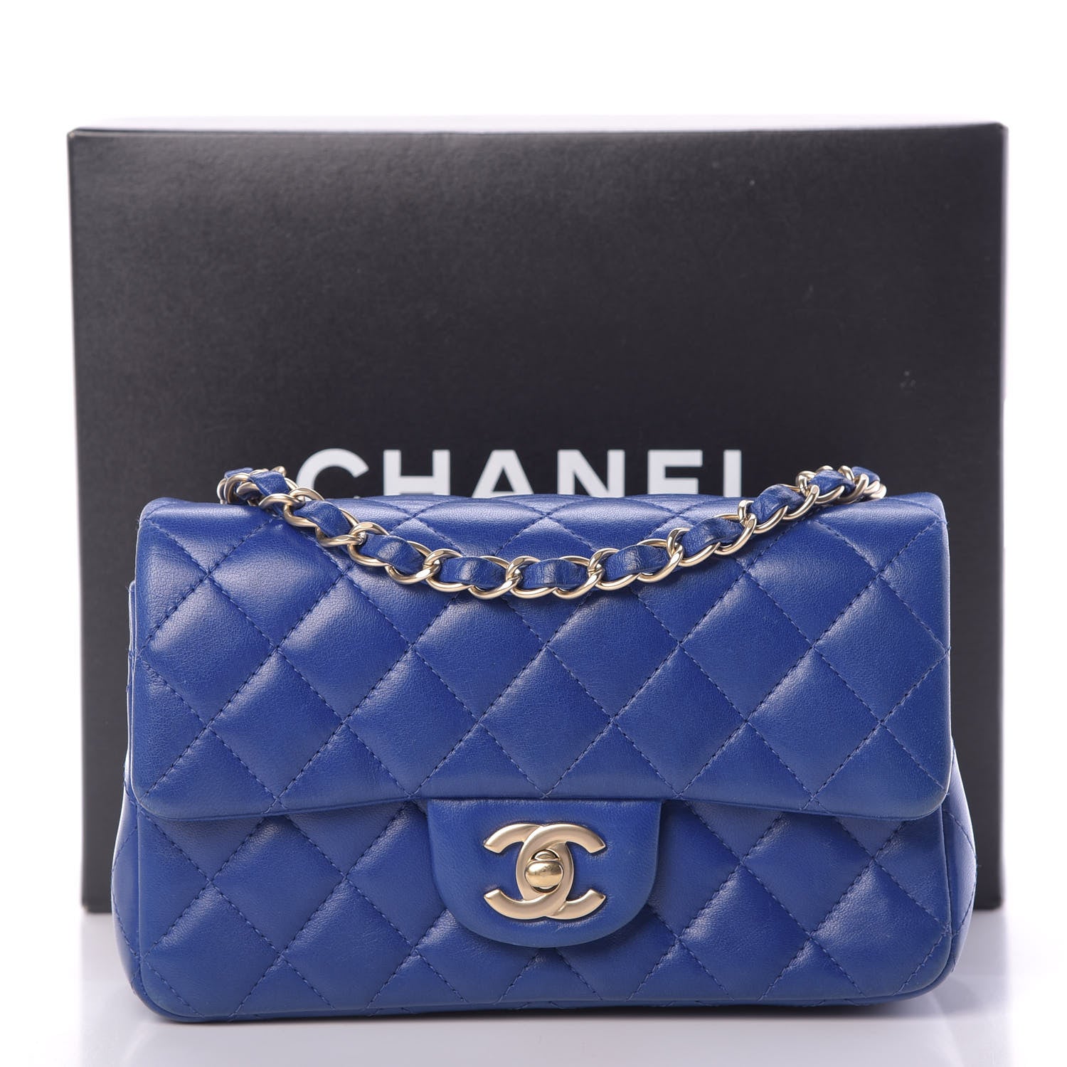 Chanel Lambskin Quilted Mini Rectangular Flap Royal Blue 11 of 11
