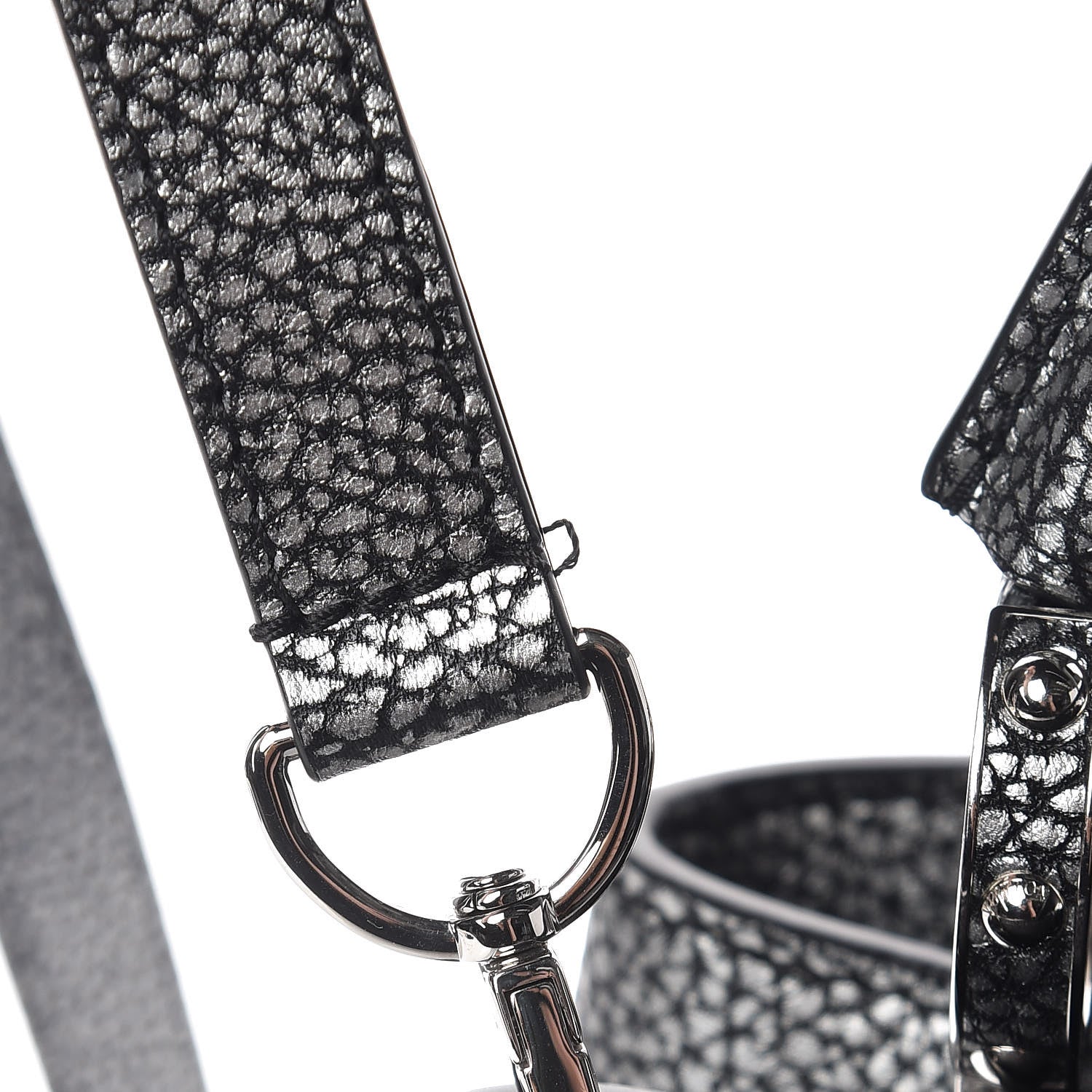 Louis Vuitton Metallic Taurillon Capucines PM Silver Black 9 of 11