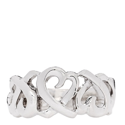 Tiffany Sterling Silver Paloma Picasso Loving Heart Band Ring 50 5.5 1 of 5