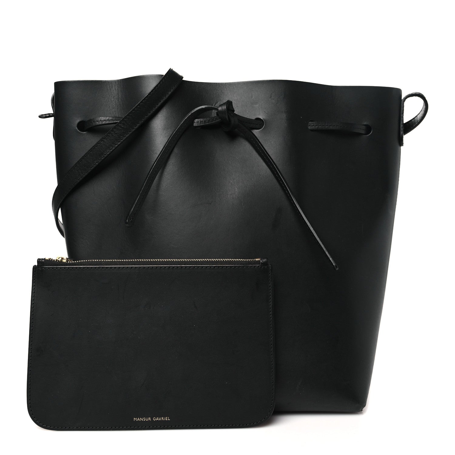 Mansur Gavriel Vegetable Tanned Calfskin Bucket Bag Black Royal 2 of 10