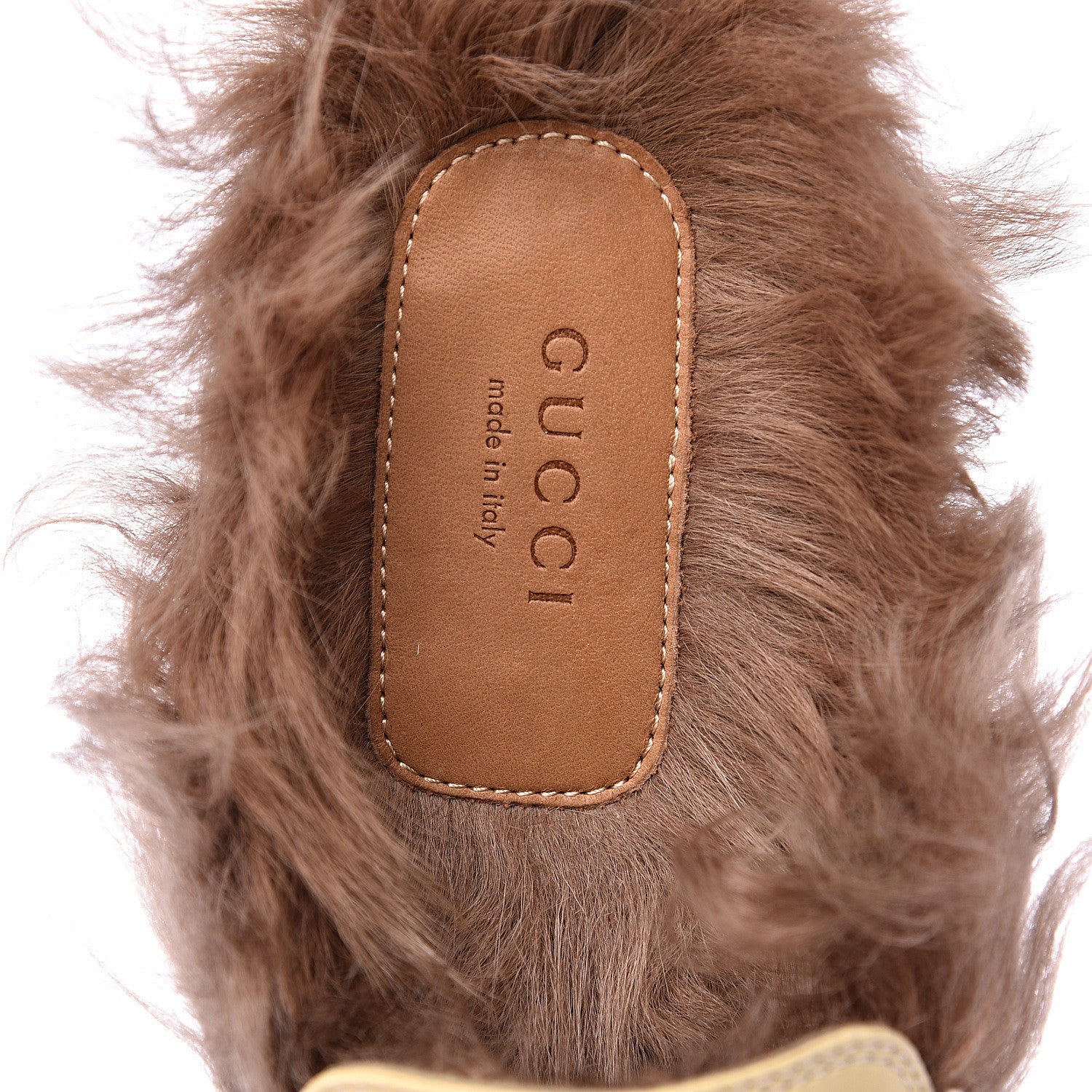 Gucci Malaga Kid Fur Womens Princetown Slippers 38 Burro 6 of 7