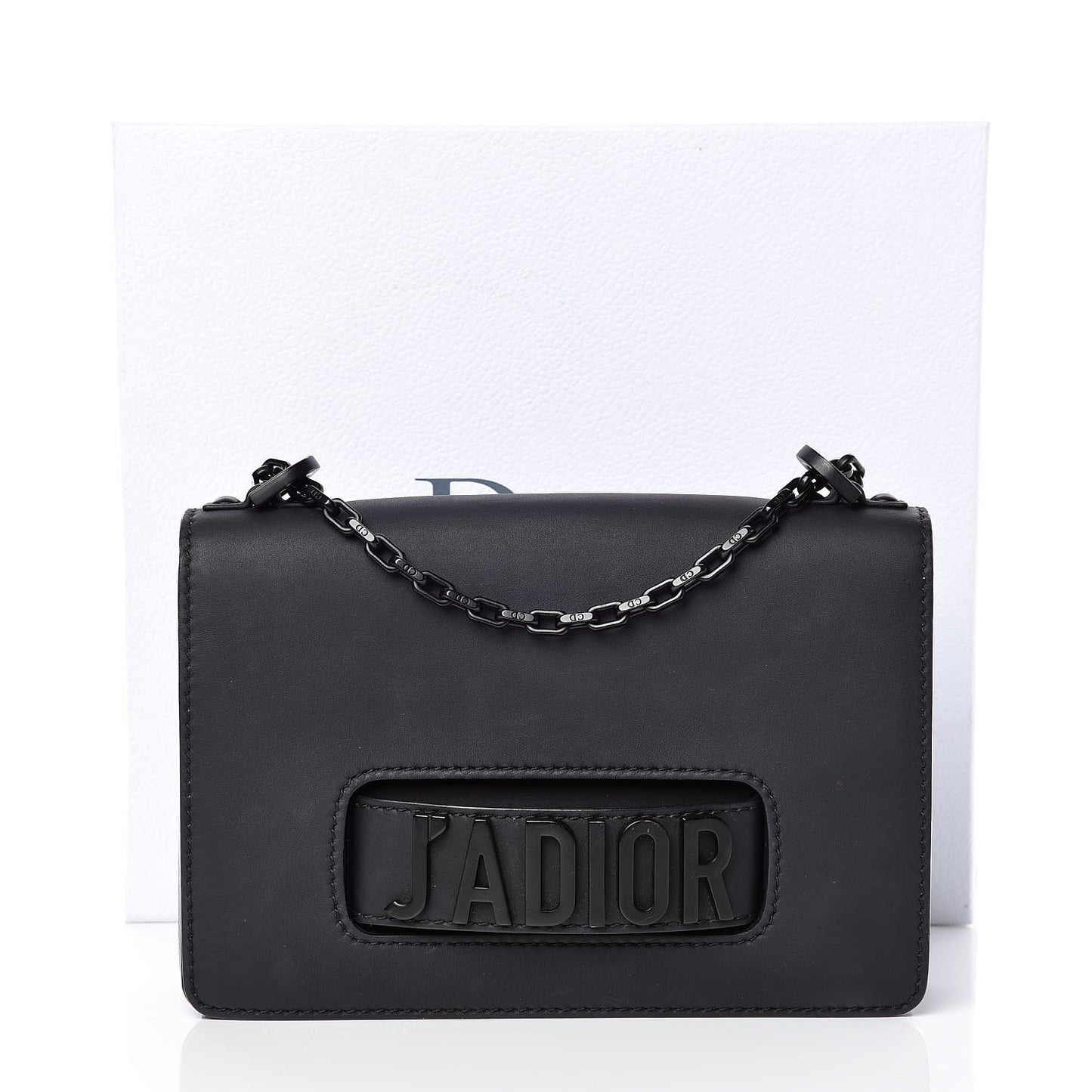 Ultra Matte Calfskin J'Adior Chain Flap Bag Black