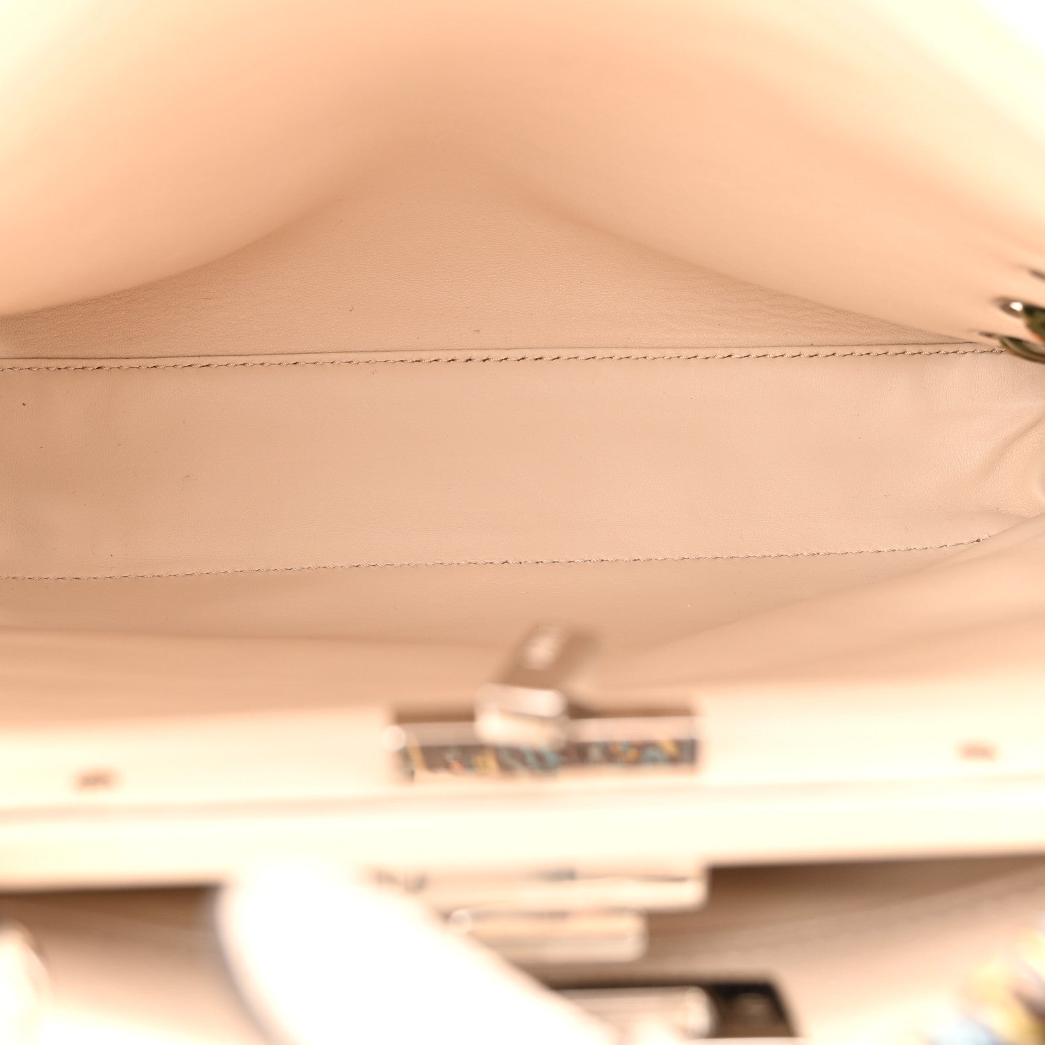 Fendi Vitello Seta Shiny Nappa Ribbon Lace Up Floral Medium Peekaboo Iconic Satchel Camelia Multicolor 5 of 10