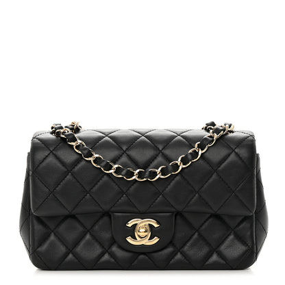 Chanel Lambskin Quilted Mini Rectangular Flap Black 1 of 12