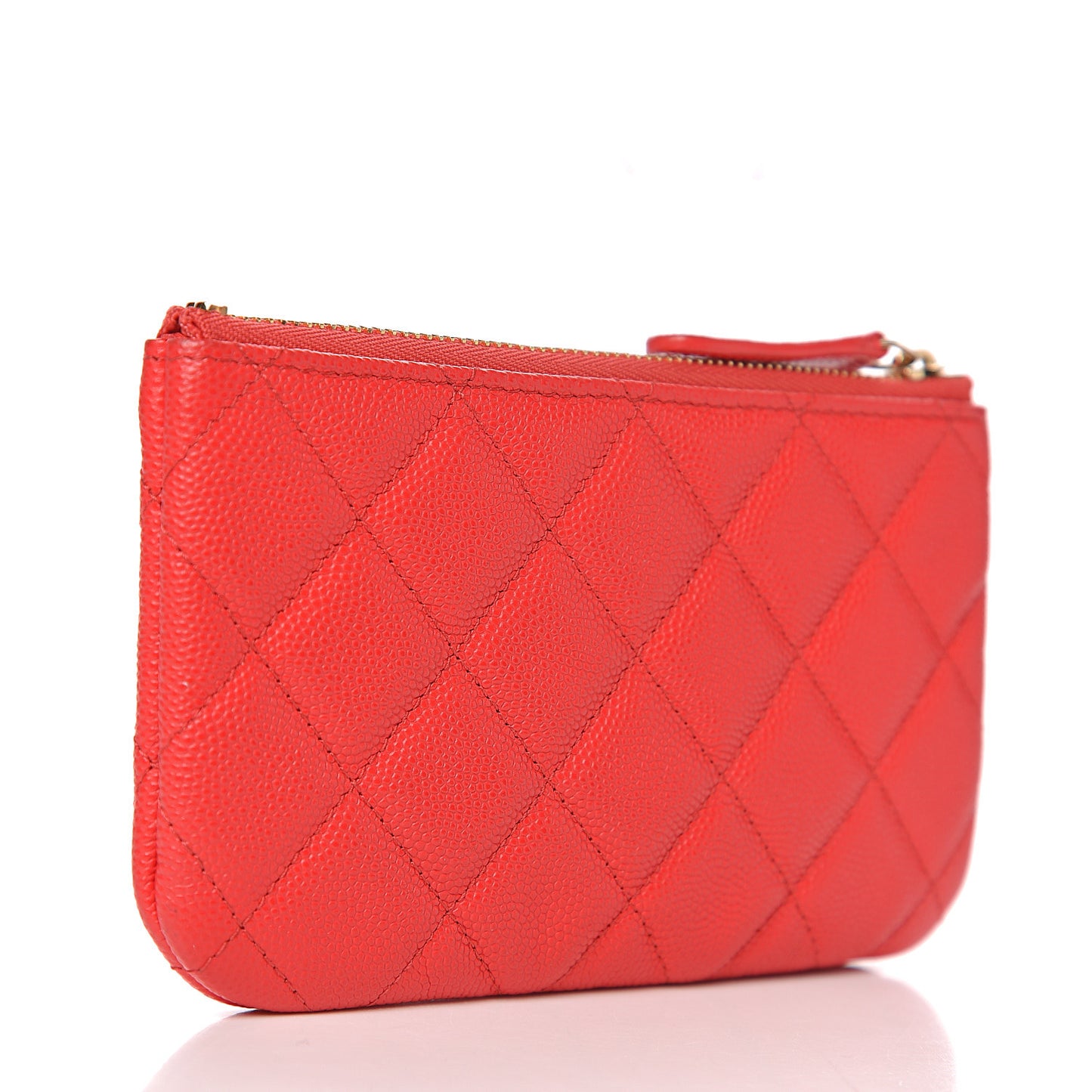Caviar Quilted Small Cosmetic Case Red