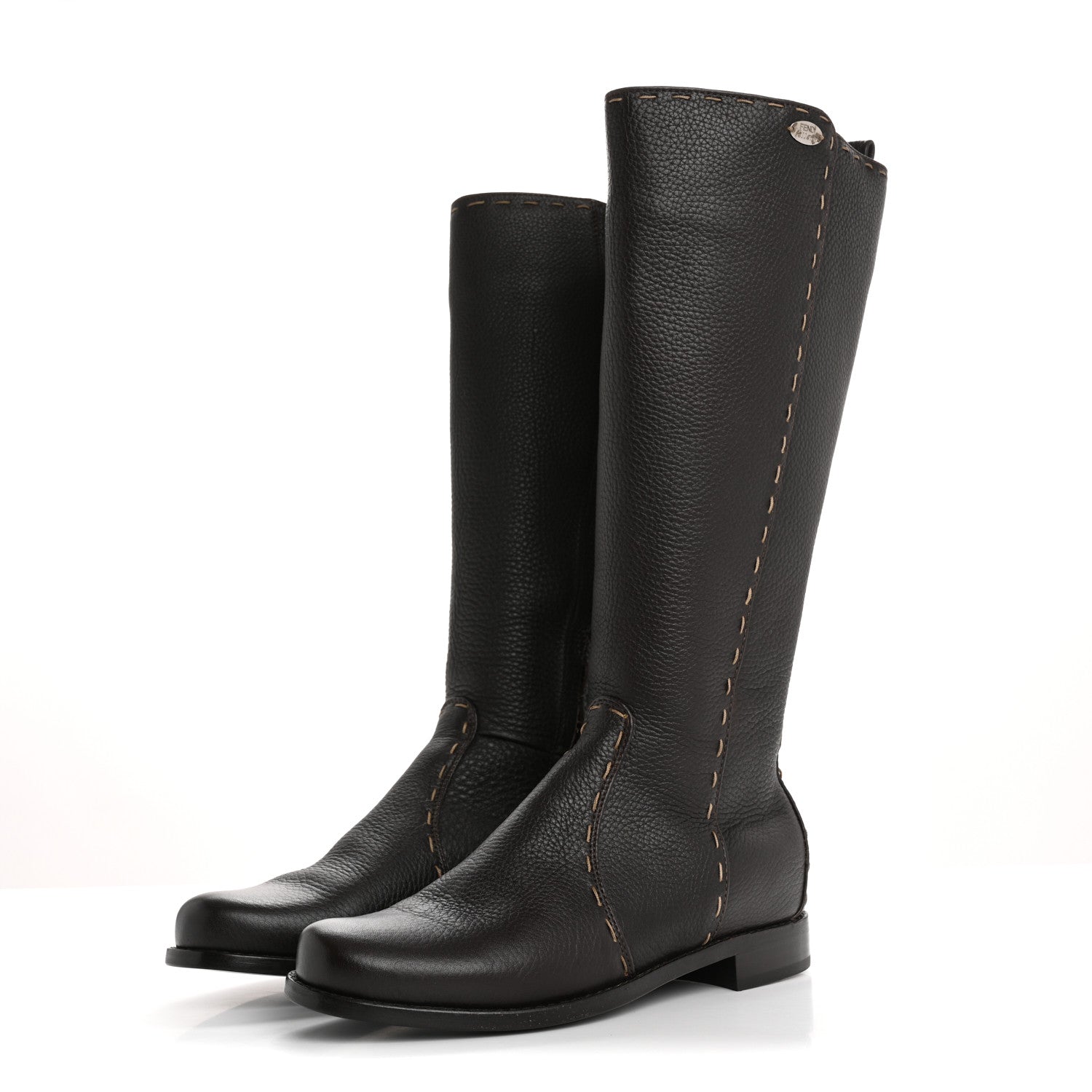 Fendi Cuoio Romano Selleria Boots 38.5 Brown 3 of 14