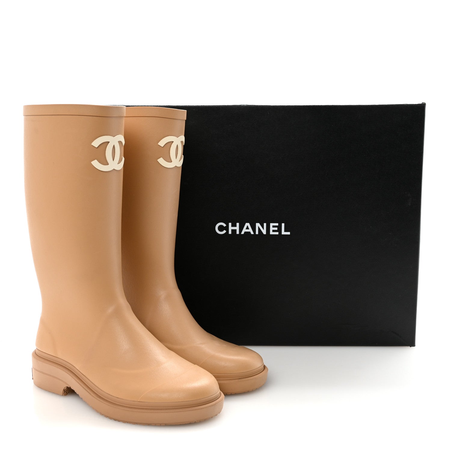 Chanel Caoutchouk CC High Boots 37 Beige 1871770 – FASHIONPHILE