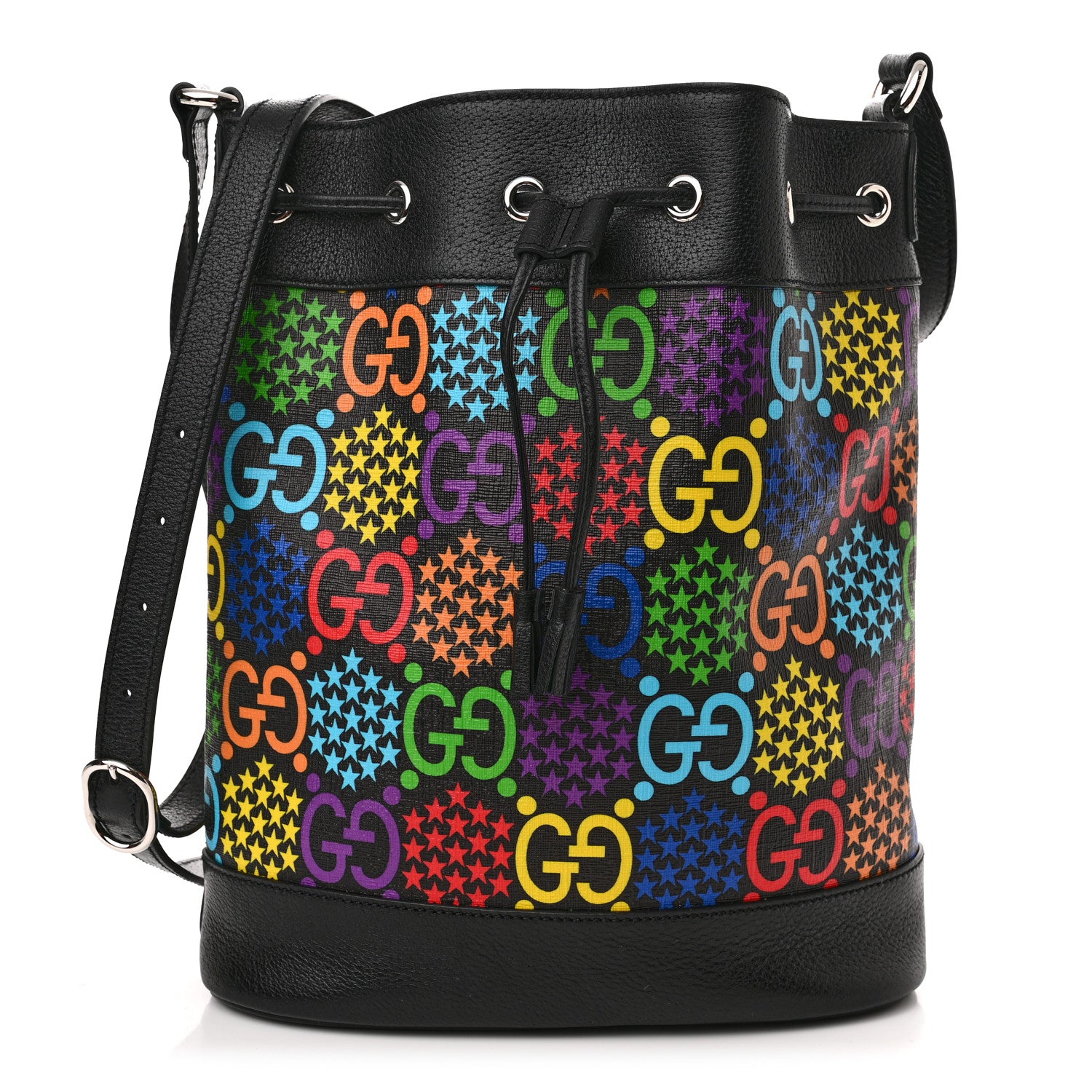 Gucci GG Supreme Monogram Psychedelic Bucket Bag Black 1 of 11