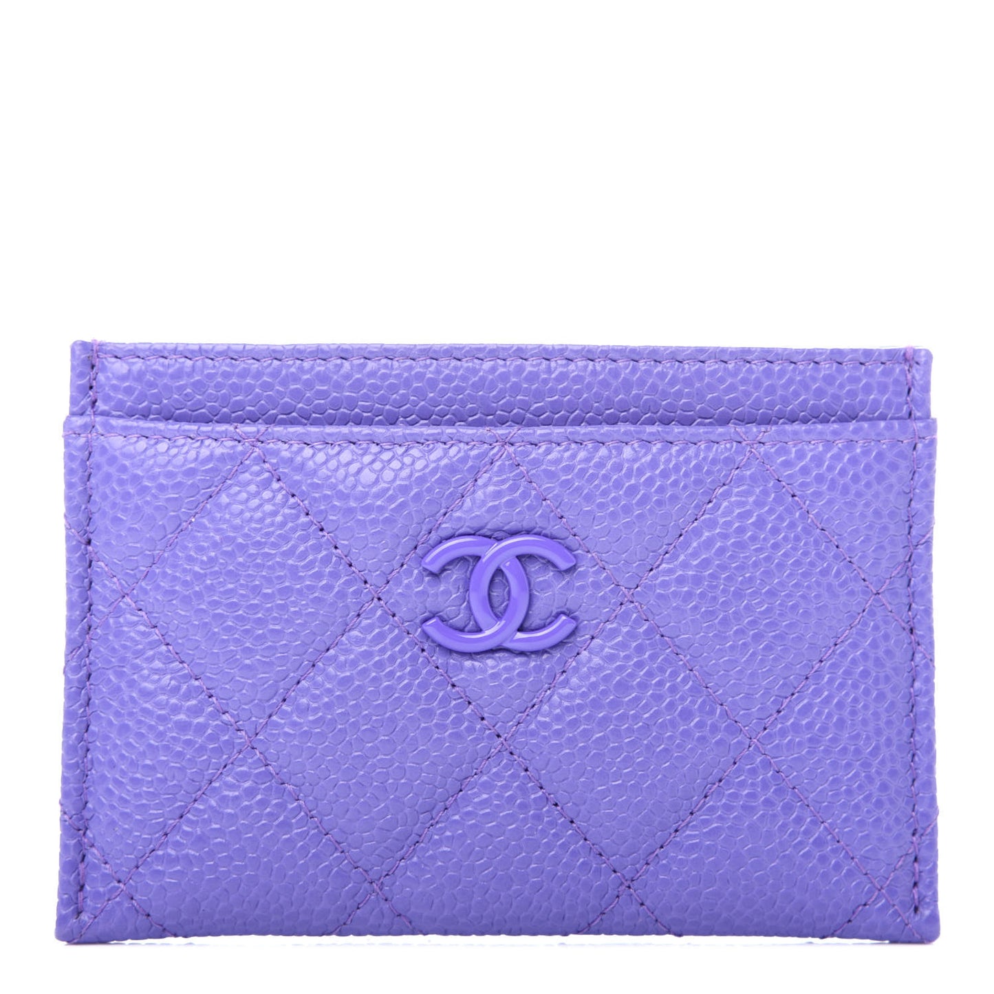 Caviar Quilted Incognito Card Holder Purple