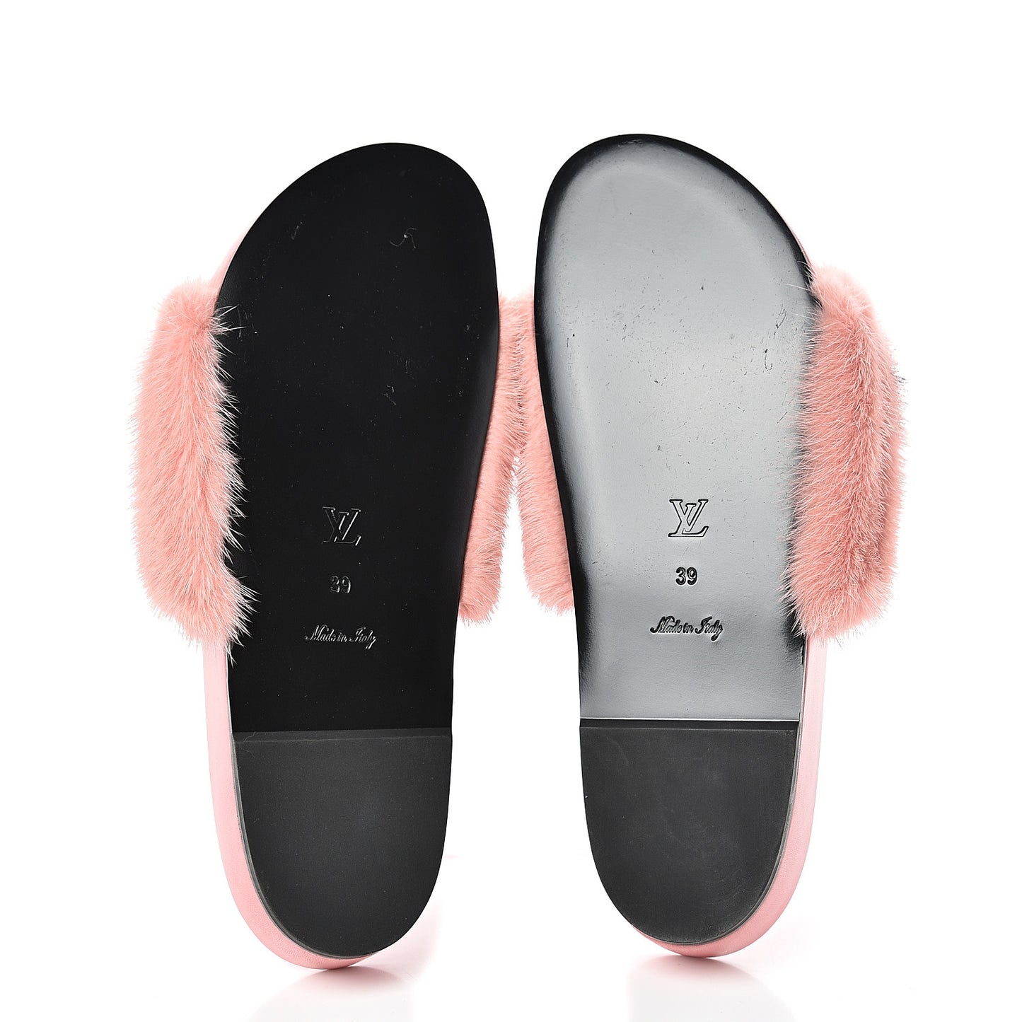 Mink Fur Bom Dia Flat Mules 39 Pink