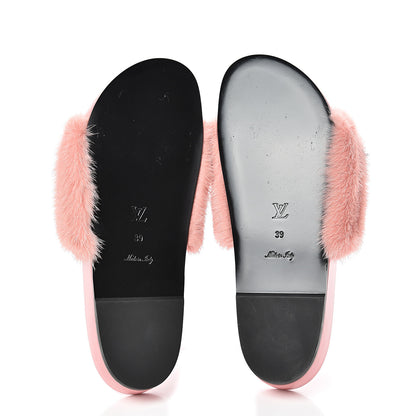 Louis Vuitton Mink Fur Bom Dia Flat Mules 39 Pink 5 of 7
