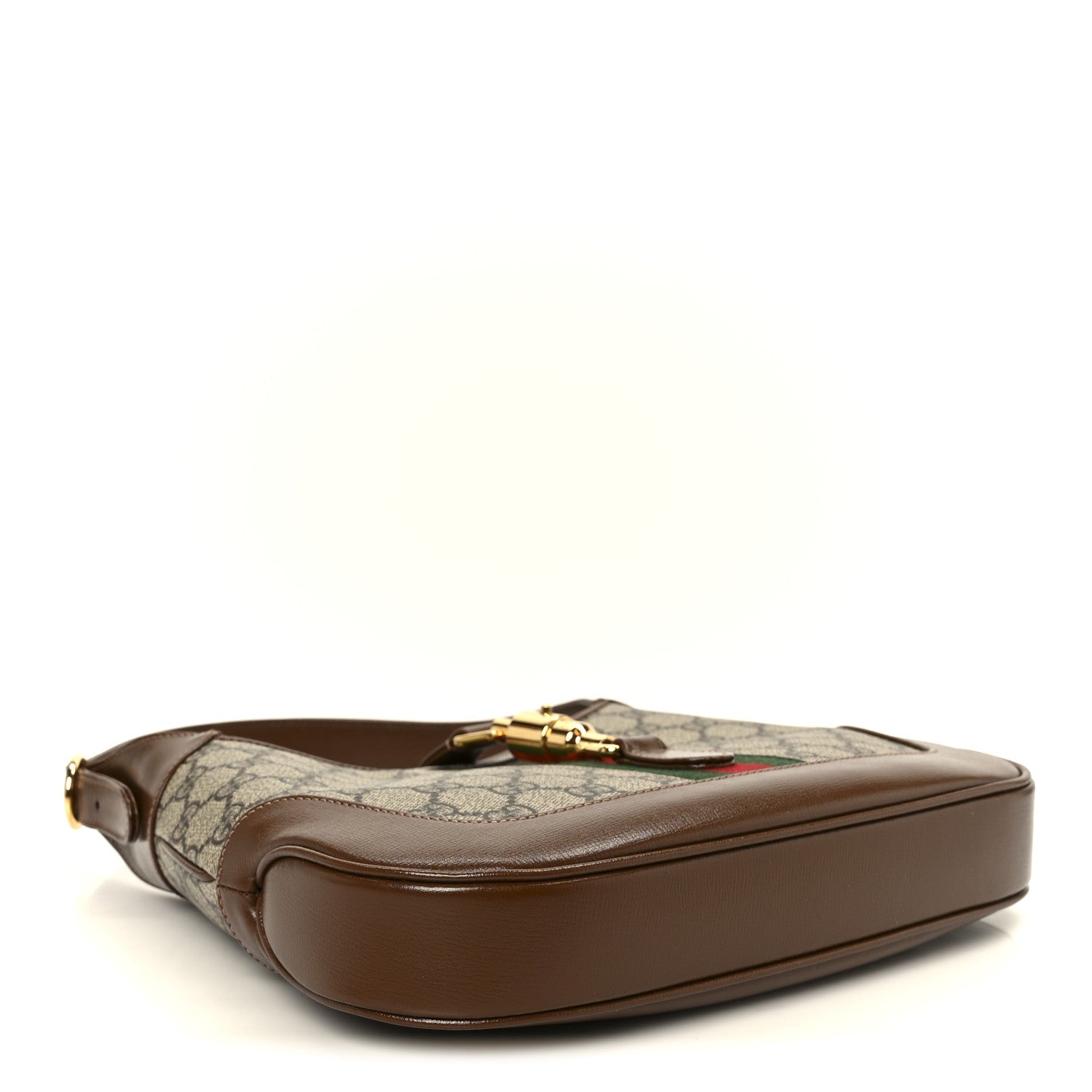 Gucci GG Supreme Monogram Azalea Calfskin Web Small Jackie 1961 Hobo Beige Ebony Brown Sugar 4 of 11