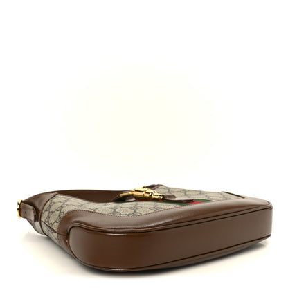Gucci GG Supreme Monogram Azalea Calfskin Web Small Jackie 1961 Hobo Beige Ebony Brown Sugar 4 of 11