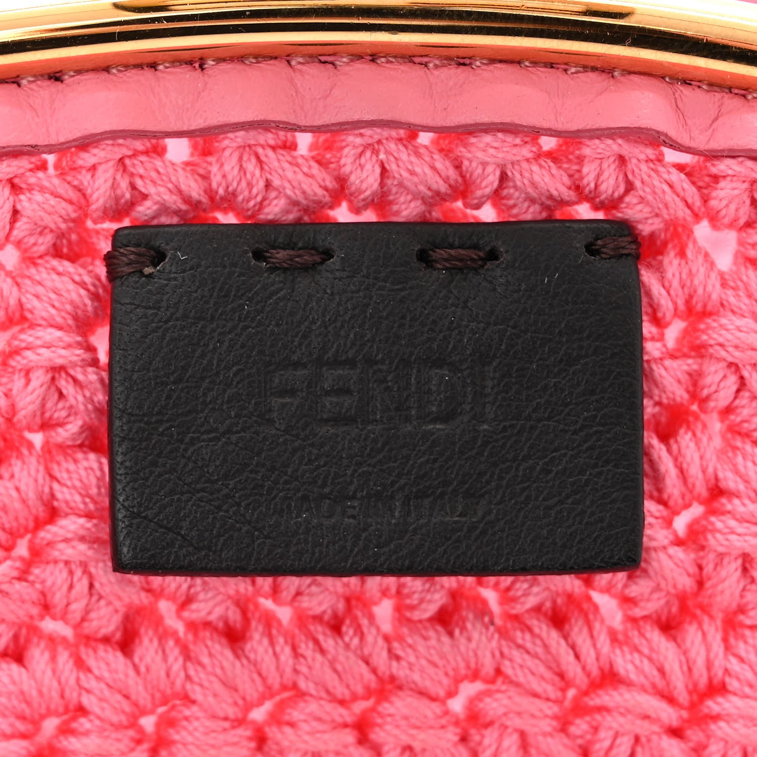 Fendi Fabric Crochet Baguette Phone Bag Rosa 6 of 10