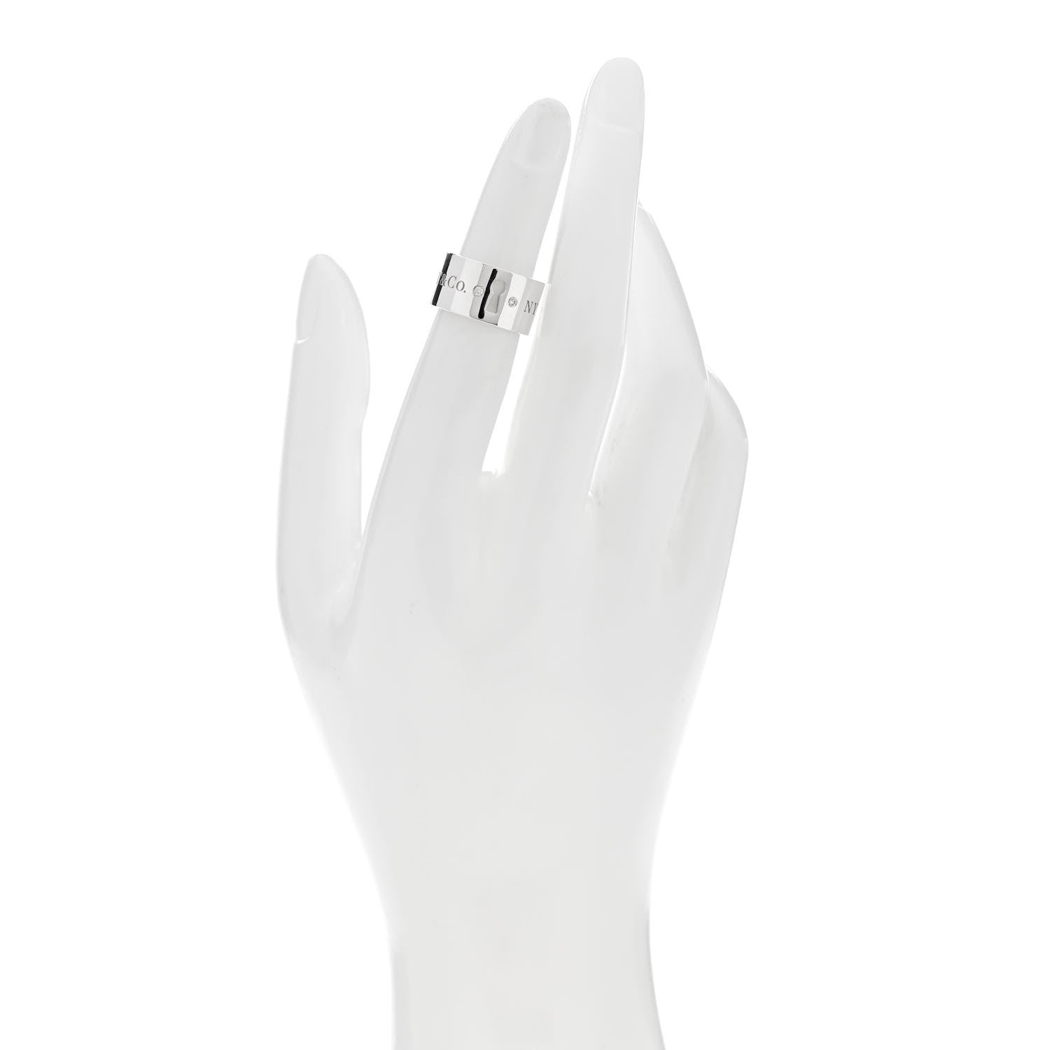 Tiffany Sterling Silver Diamond Wide Locks Band Ring 47 4 2 of 5
