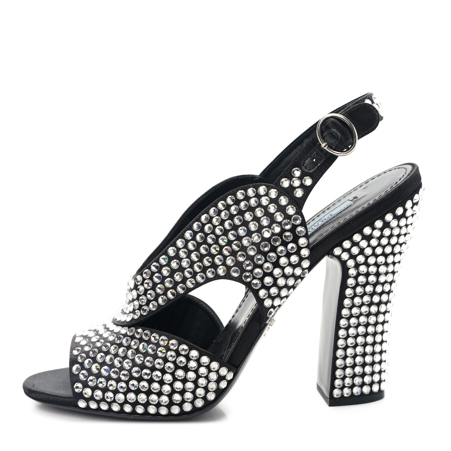Satin Crystal Ankle Wrap 105mm Sandals 39 Cristal
