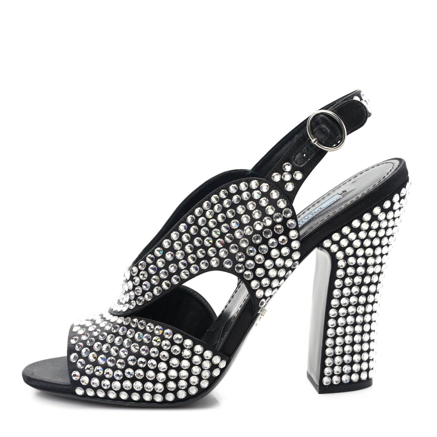 Prada Satin Crystal Ankle Wrap 105mm Sandals 39 Cristal 1 of 7