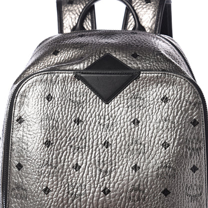 MCM Metallic Visetos Medium Duke Backpack Silver 10 of 10