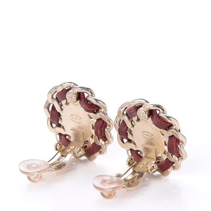 Chanel Lambskin Chain CC Clip On Earrings Burgundy 3 of 4