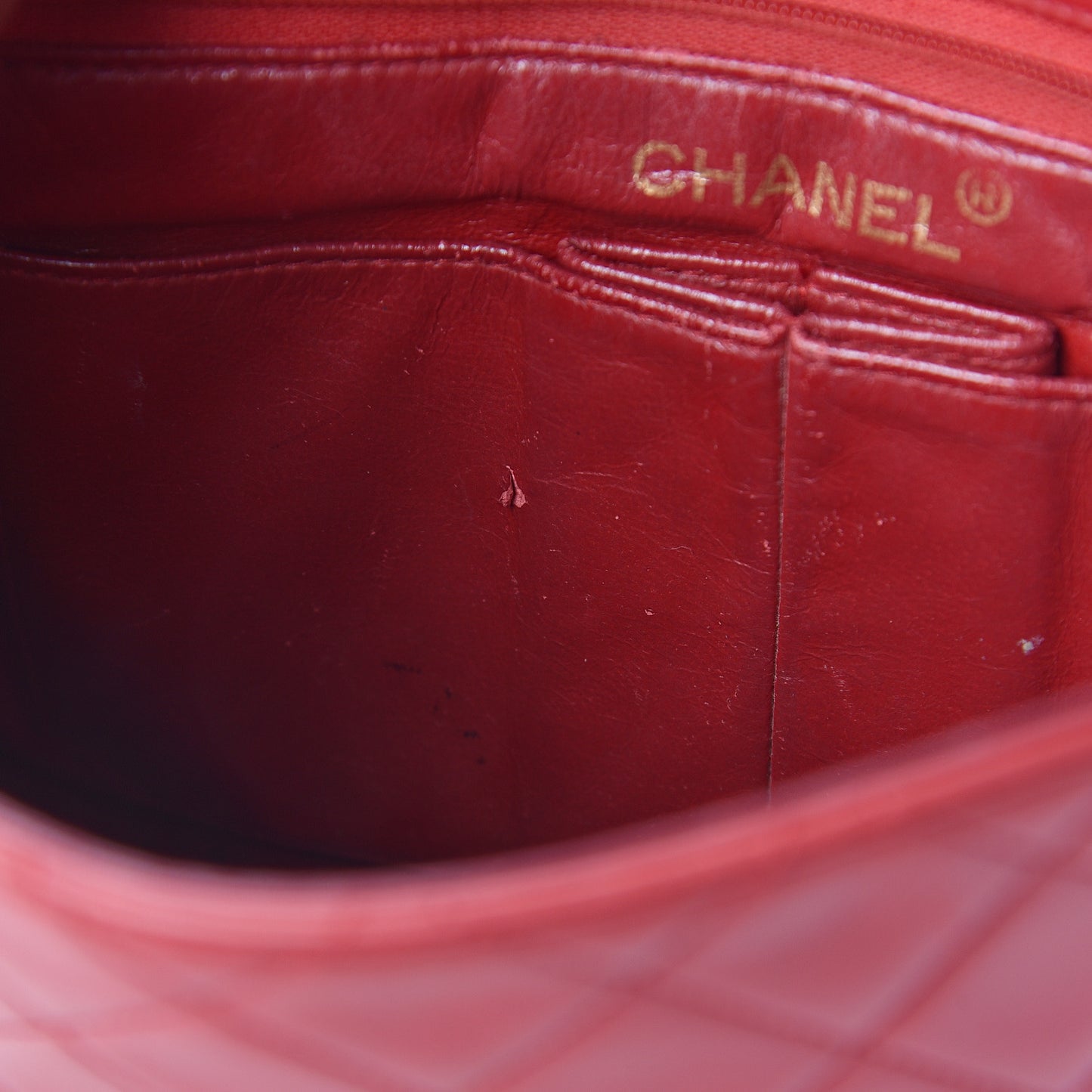Lambskin Quilted Mini Square Flap Red