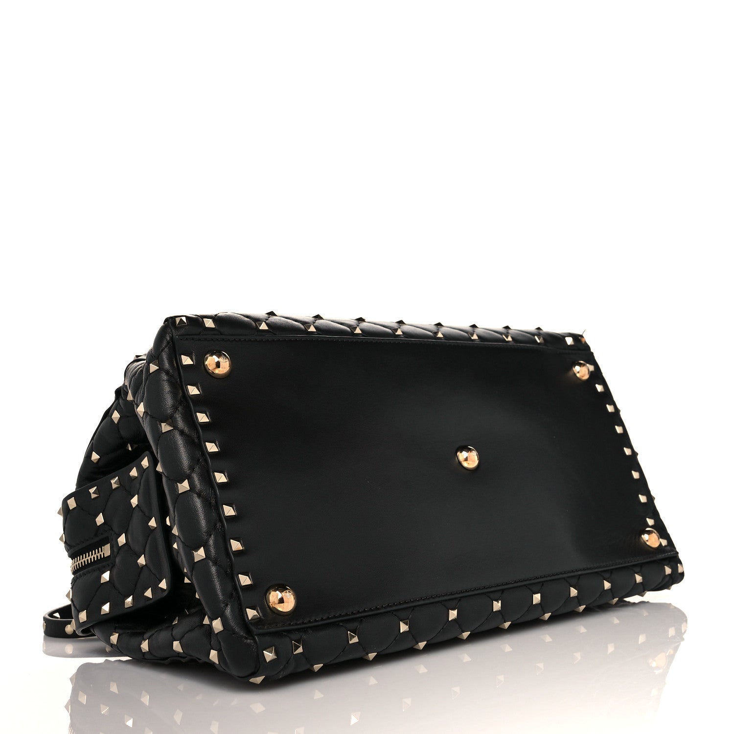 Valentino Garavani Lambskin Rockstud Spike Duffle Bag Black 4 of 11