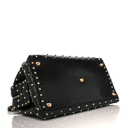 Valentino Garavani Lambskin Rockstud Spike Duffle Bag Black 4 of 11