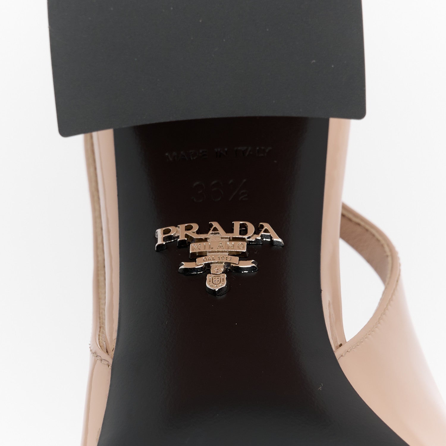 Prada Patent Triangle Logo Slingback Pumps 36.5 Cipria 6 of 9