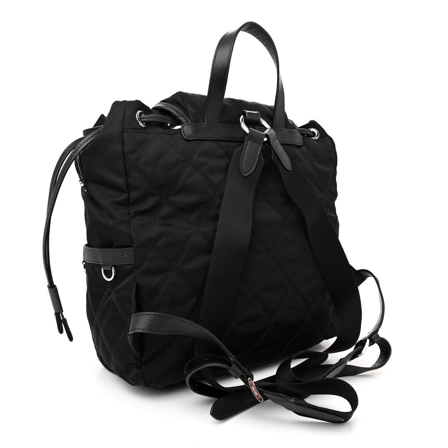 Tessuto Nylon Saffiano Vela Quilted Backpack Black