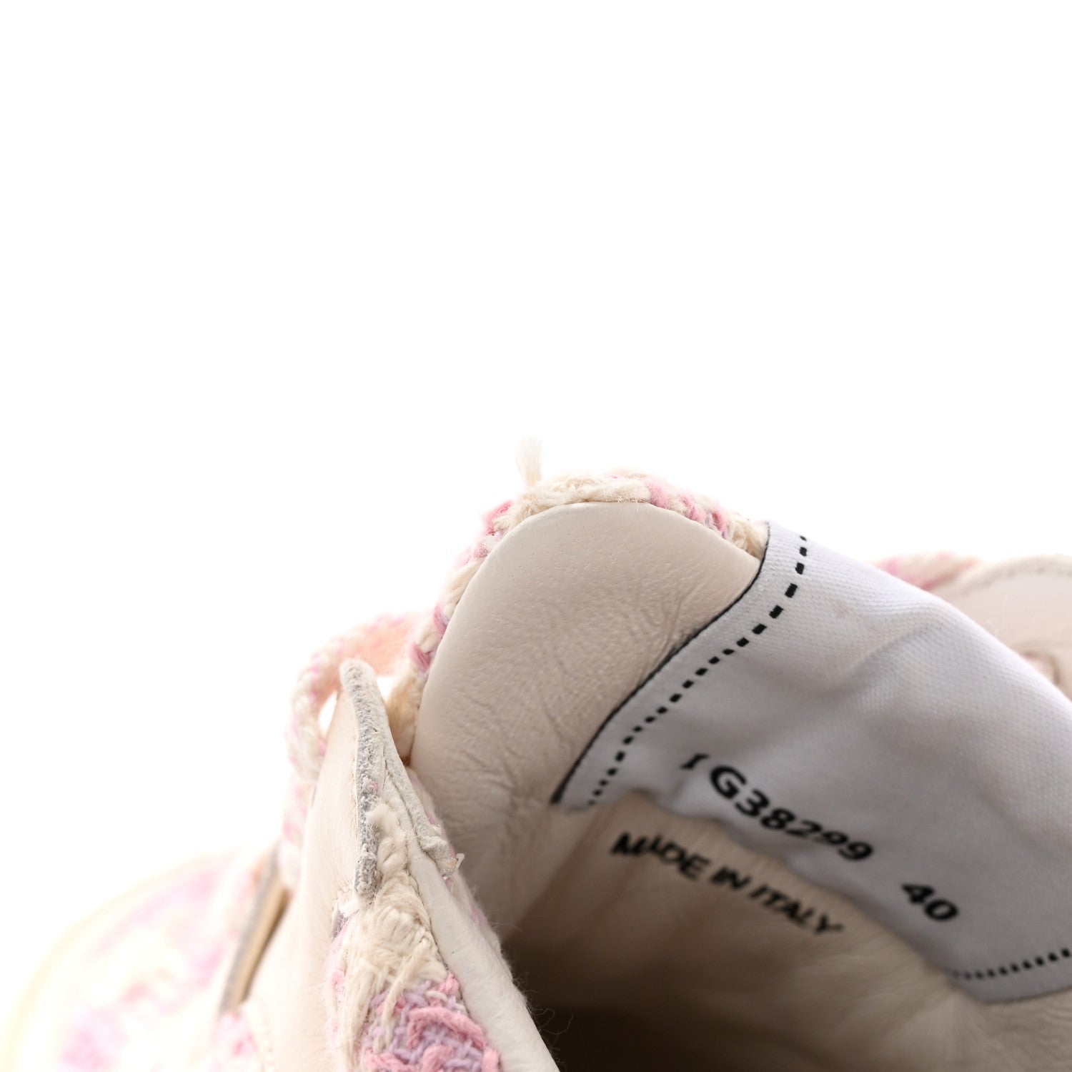 Chanel Tweed Suede Calfskin Womens CC Sneakers 40 Pink Ecru 10 of 10
