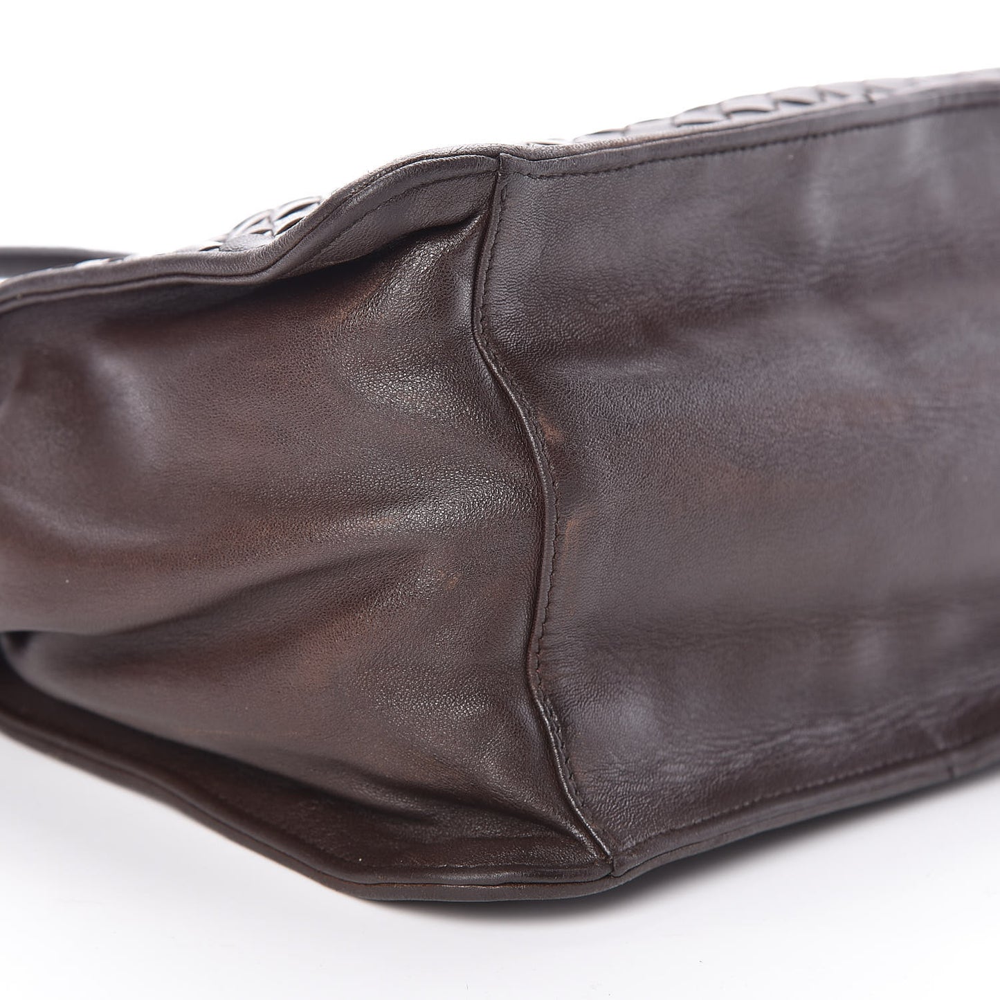 Nappa Intrecciato Shoulder Bag Ebano
