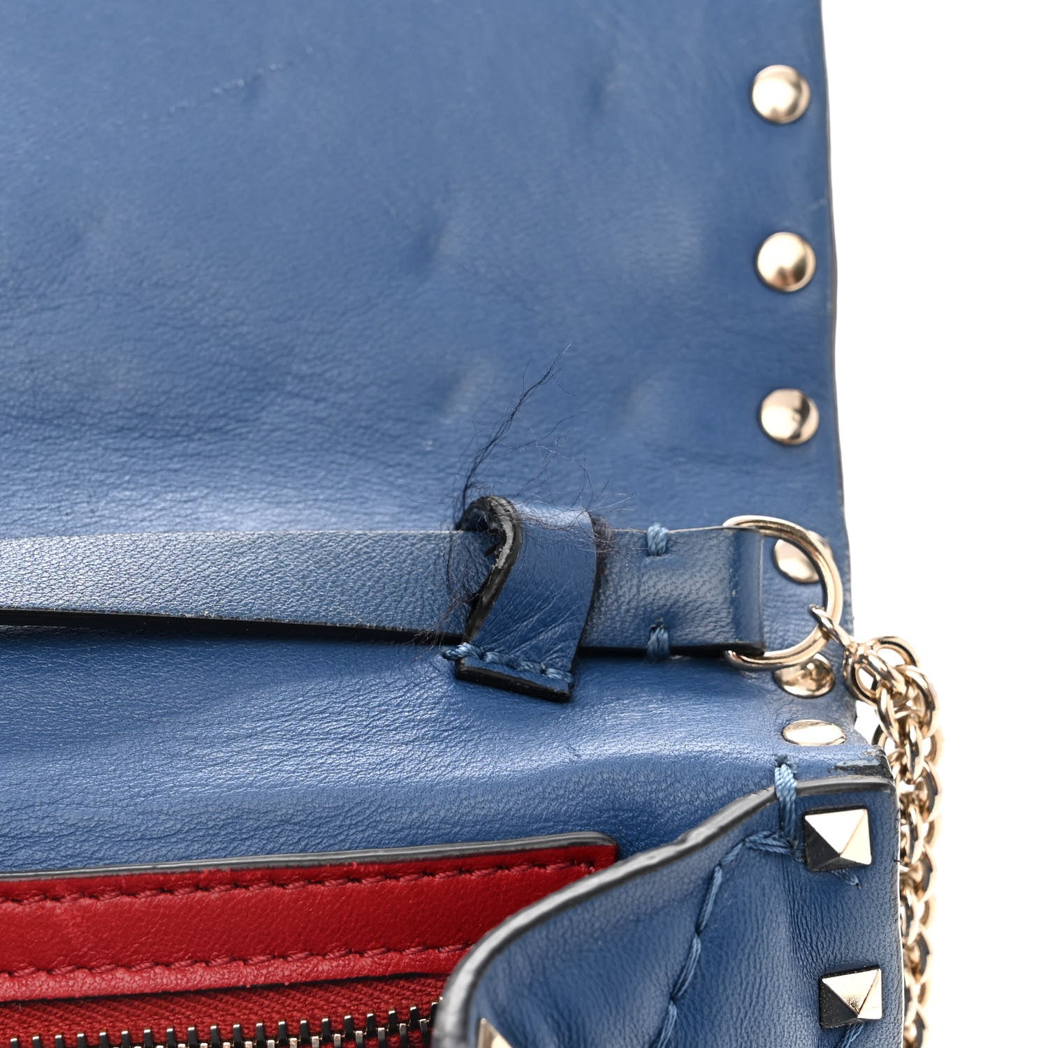 Valentino Garavani Nappa Rockstud Spike Wallet on Chain Pure Blue 15 of 15