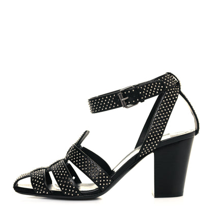 Saint Laurent Calfskin Studded Oak 75 Sandals 40 Black 1 of 8