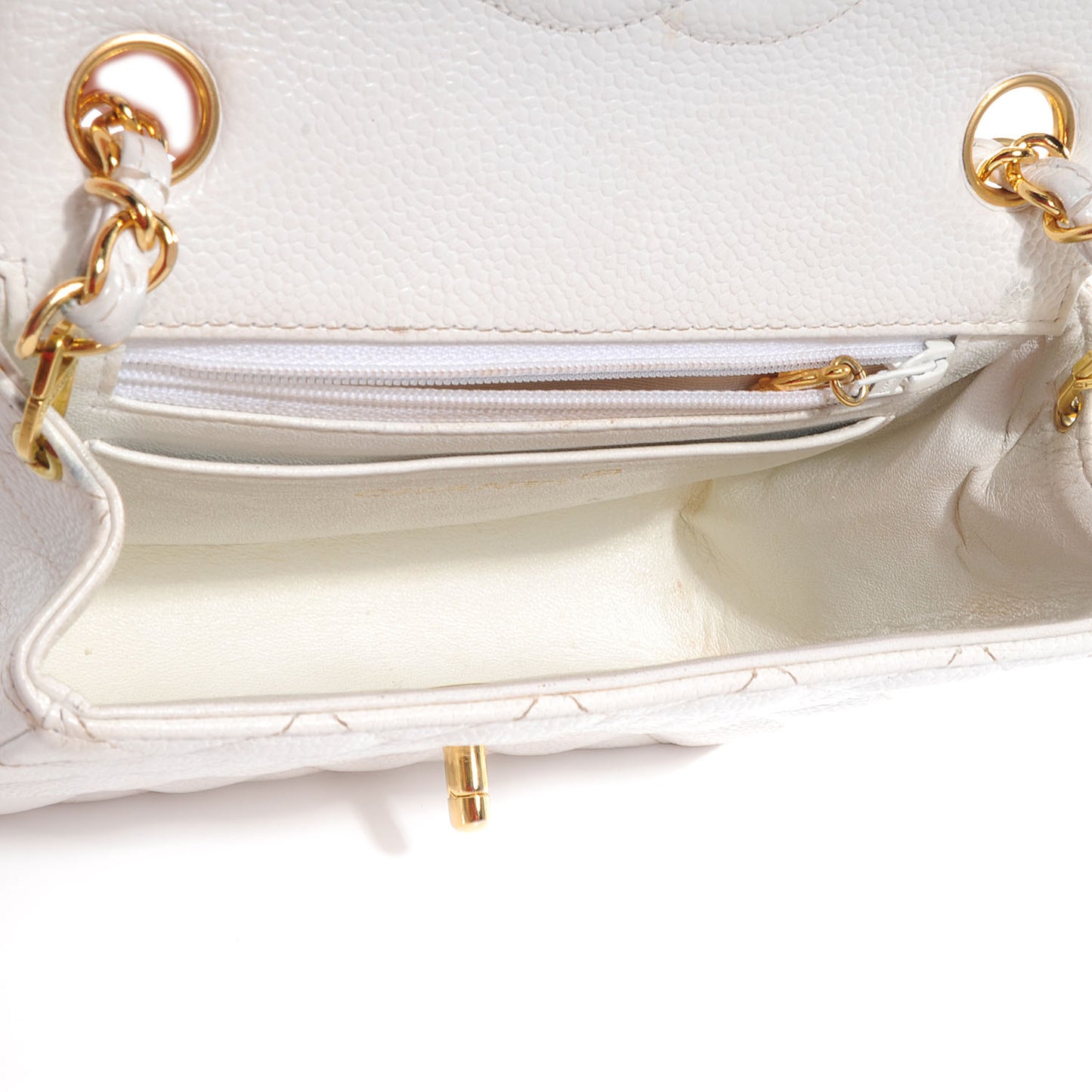 Caviar Quilted Mini Flap White