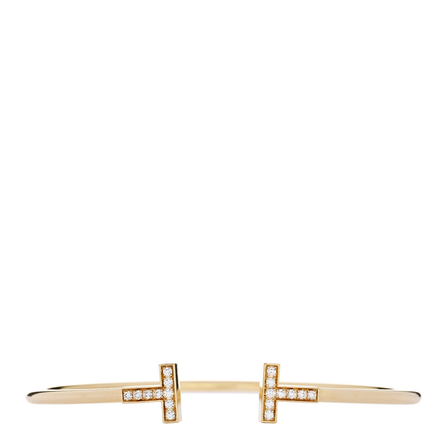 Tiffany 18K Yellow Gold Diamond T Wire Bracelet 1 of 4