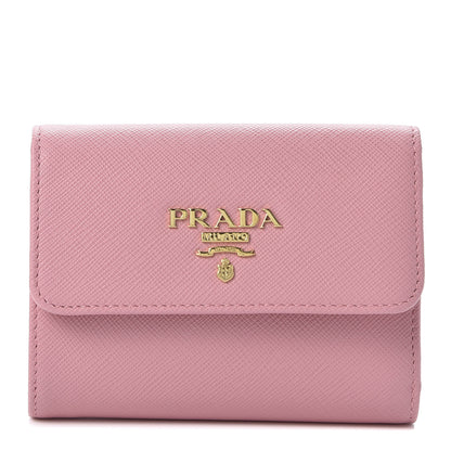 Prada Saffiano Metal Tri-Fold Wallet Petalo 1 of 9