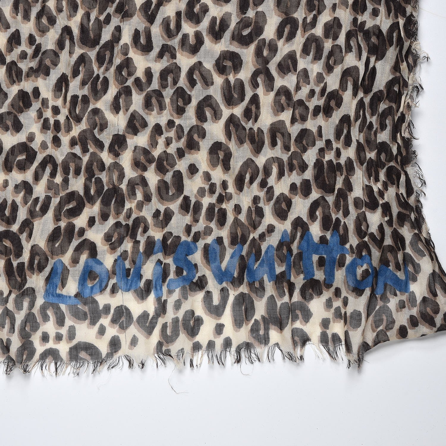 Louis Vuitton Cashmere Silk Leopard Stole Beige 4 of 6