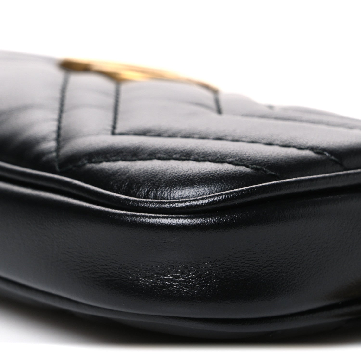Gucci Calfskin Matelasse Mini GG Marmont Chain Crossbody Bag Black 9 of 10