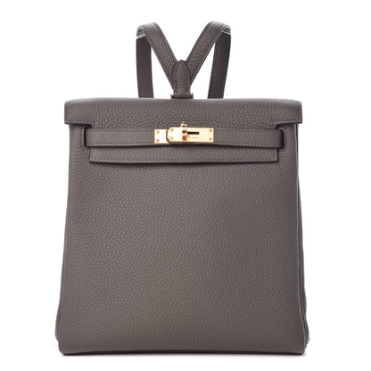 Hermes Taurillon Clemence Kelly Ado Backpack Etain 1 of 26
