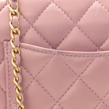 Chanel Iridescent Lambskin Quilted Mini Top Handle Rectangular Flap Pink 11 of 11