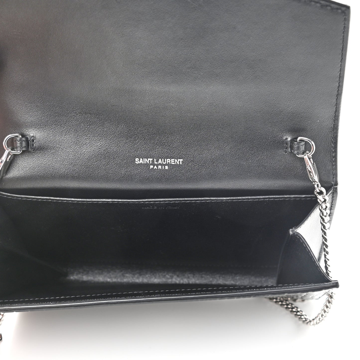Calfskin Crocodile Embossed Monogram Uptown Chain Wallet Black