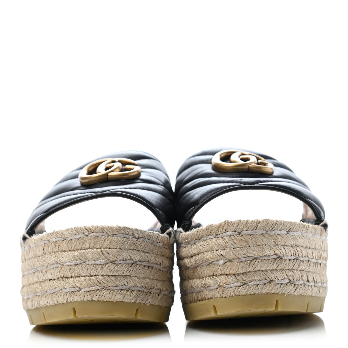 Nappa Matelasse GG Marmont Platform Espadrille Slide Sandals 39 Black