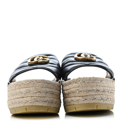 Gucci Nappa Matelasse GG Marmont Platform Espadrille Slide Sandals 39 Black 2 of 7