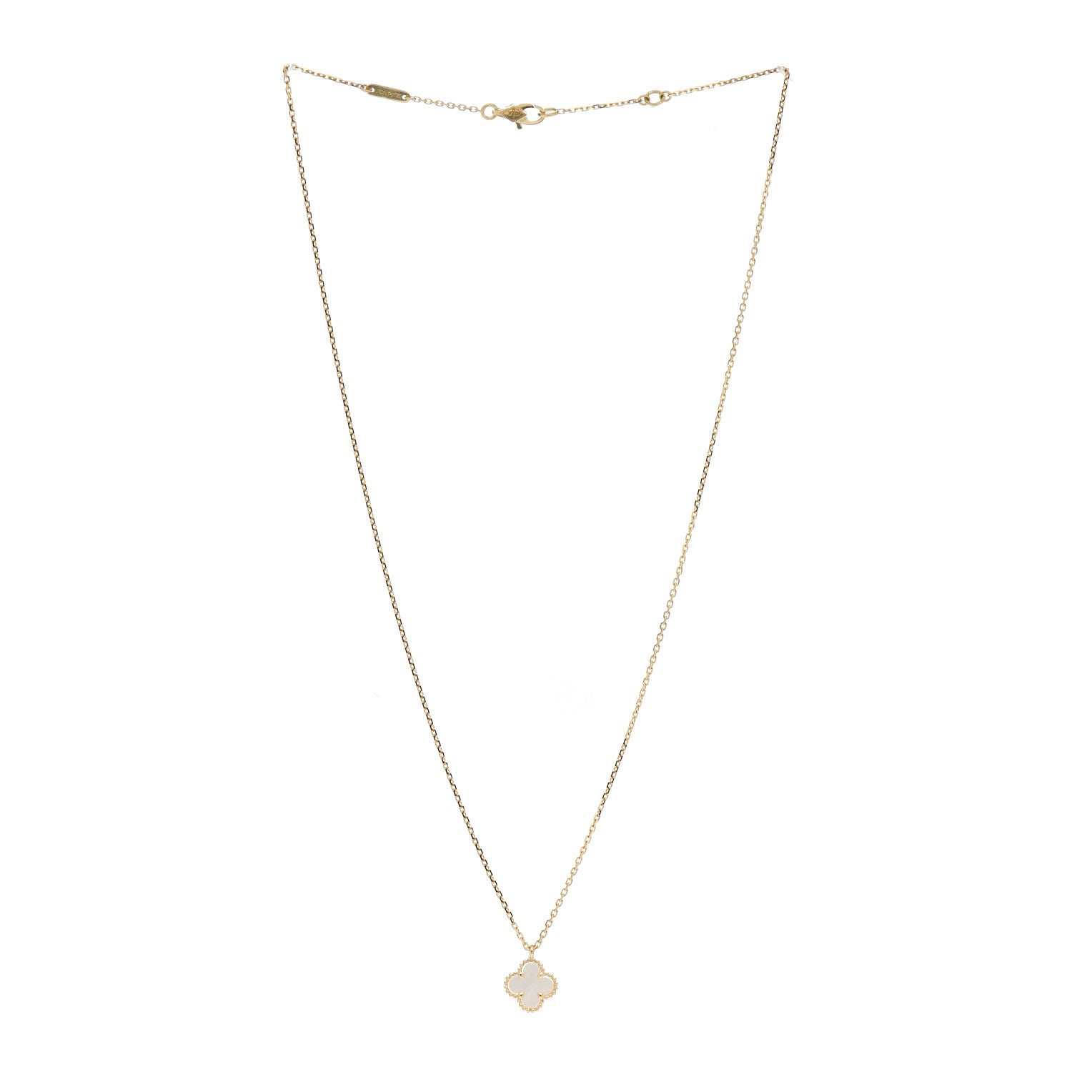 Van Cleef & Arpels 18K Yellow Gold Mother of Pearl Sweet Alhambra Pendant Necklace 3 of 5