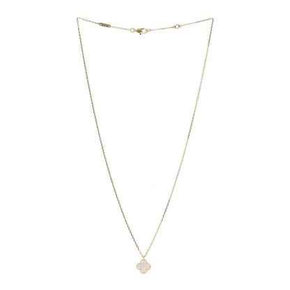 Van Cleef & Arpels 18K Yellow Gold Mother of Pearl Sweet Alhambra Pendant Necklace 3 of 5