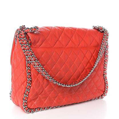 Chanel Washed Lambskin Quilted Maxi Chain Around Flap Red 3 of 12