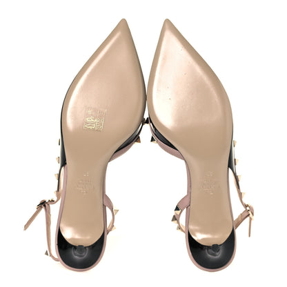 Valentino Garavani Patent Nappa Rockstud Half D'Orsay Slingback 50mm Pumps 37 Black Poudre 5 of 11