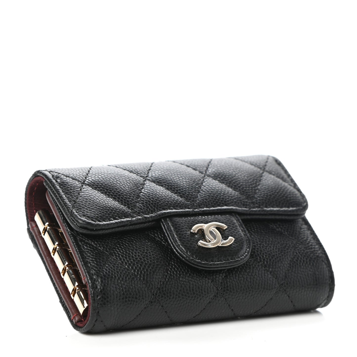 Caviar Quilted Classic 4 Key Holder Wallet Black