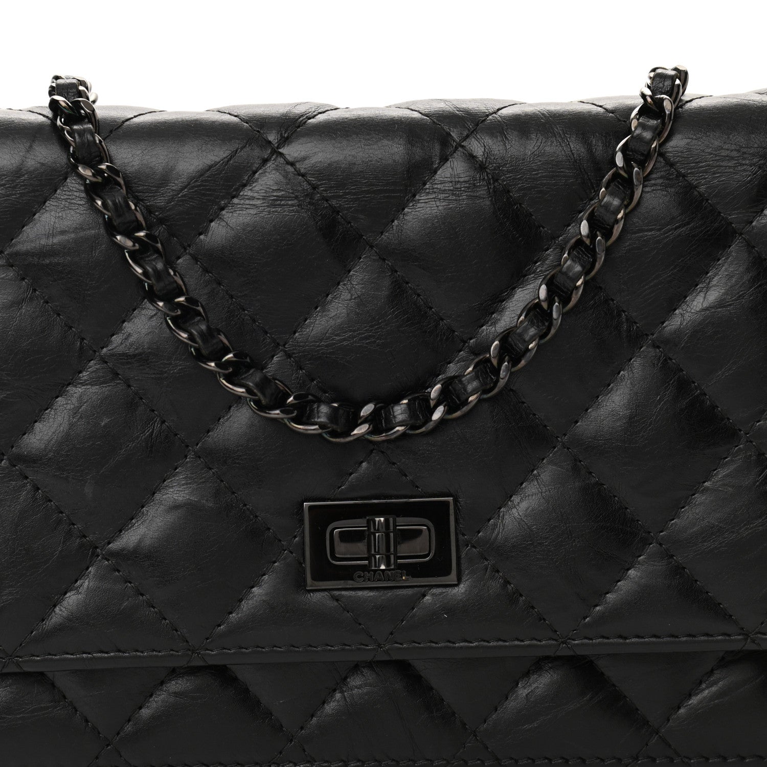 Chanel Aged Calfskin Quilted Reissue Wallet On Chain WOC So Black 9 of 12